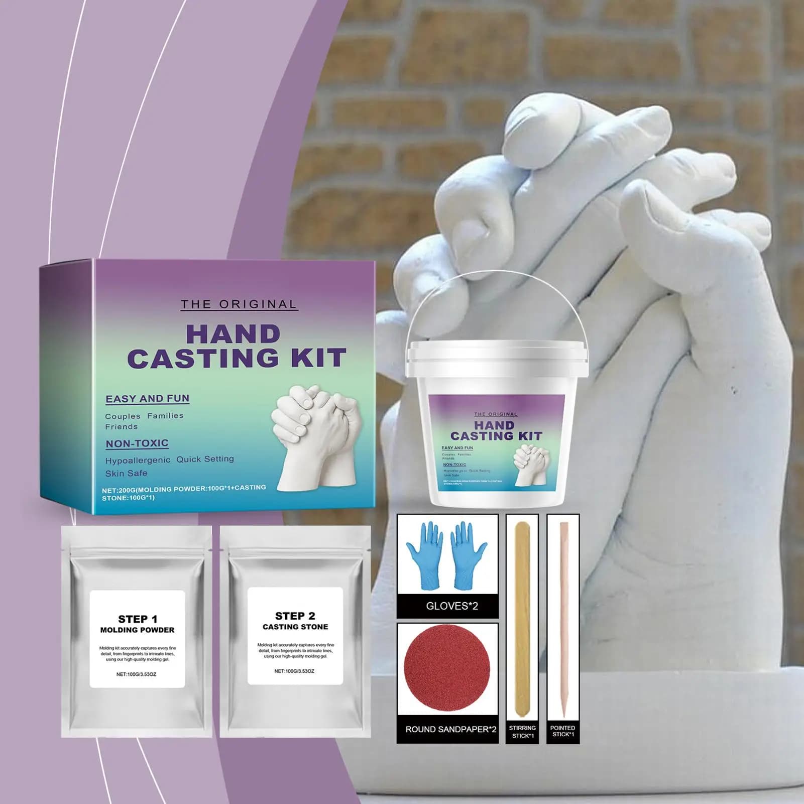 Kit DIY de poudre pour moulage de mains, poudre de clonage et poudre de modélisation 3D, kit souveni