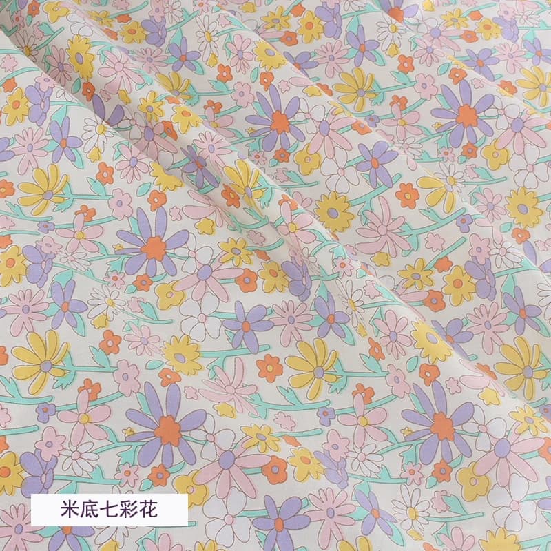 Tissu popeline fin en pur coton imprimé de fleurs, au mètre, pour vêtements, robes, literie, pyjama,