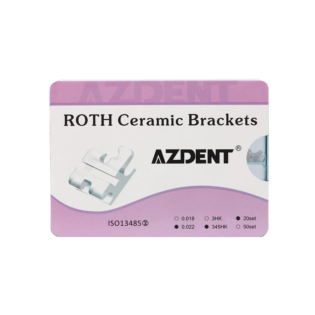 AZDENT – supports orthodontiques dentaires en céramique, 5x5 Roth/MBT .022 400 crochets, Base en mai