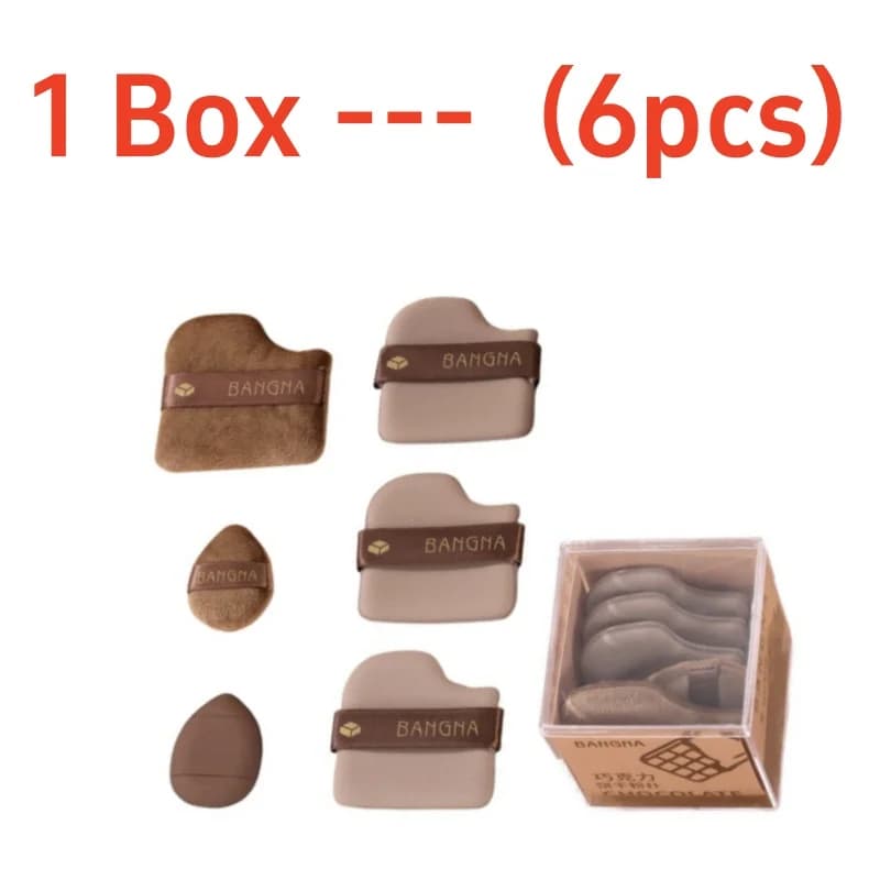 YS00116-Souffée de poudre de biscuit au chocolat, coussin d'air sans poudre, étui éponge anti-cernes
