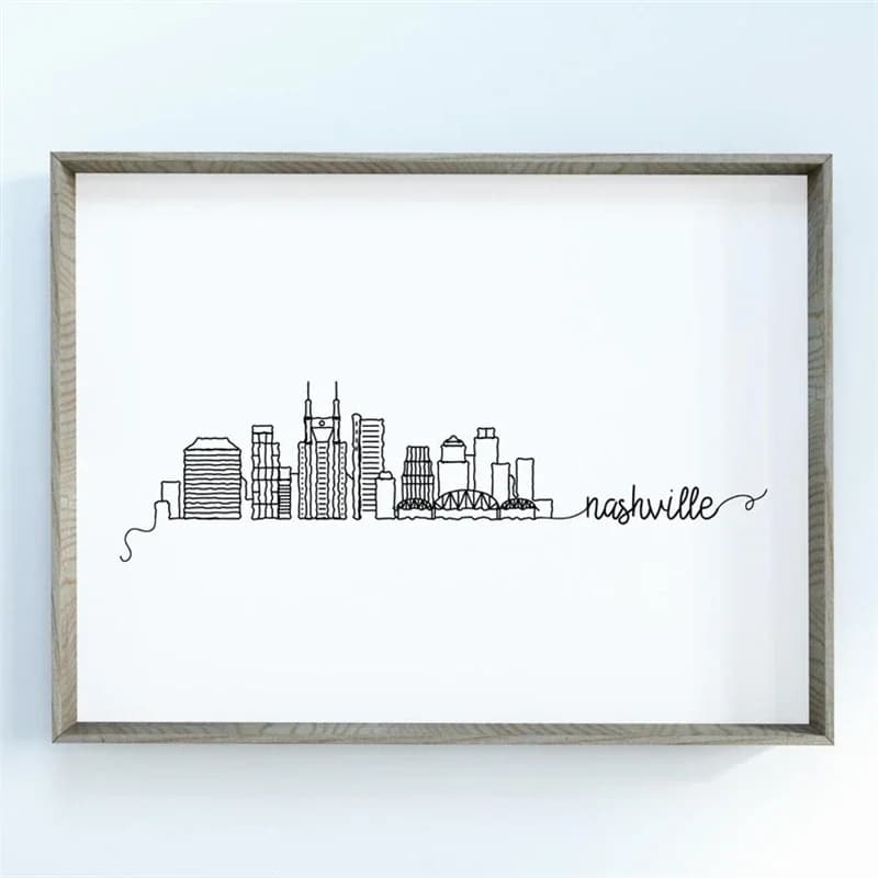 Affiche sur toile minimaliste noir et blanc avec vue sur la ville de Miami, Floride, esthétique, art