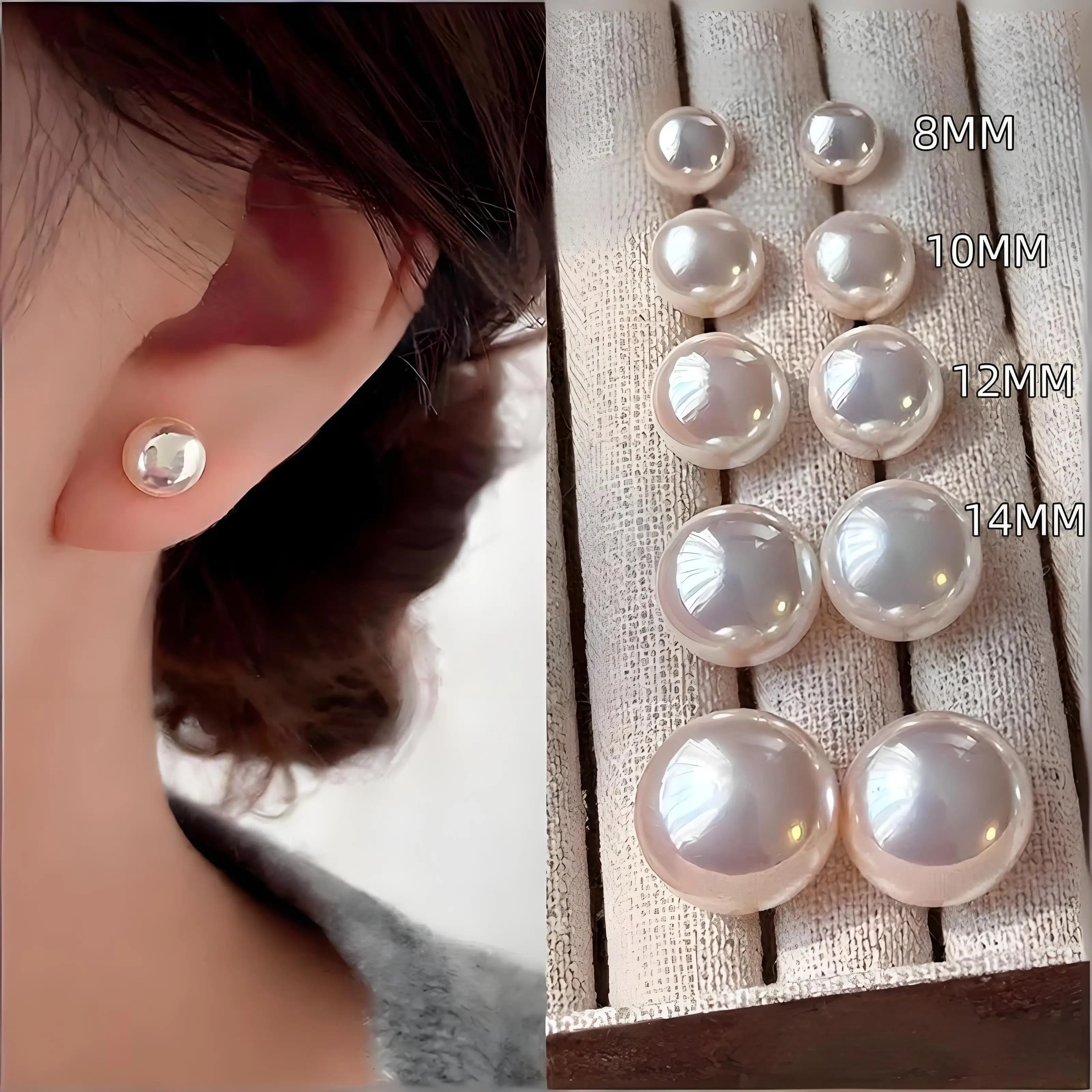 Boucles d'oreilles élégantes en perles roses brillantes pour femmes, exquises, en argent Sterling 92