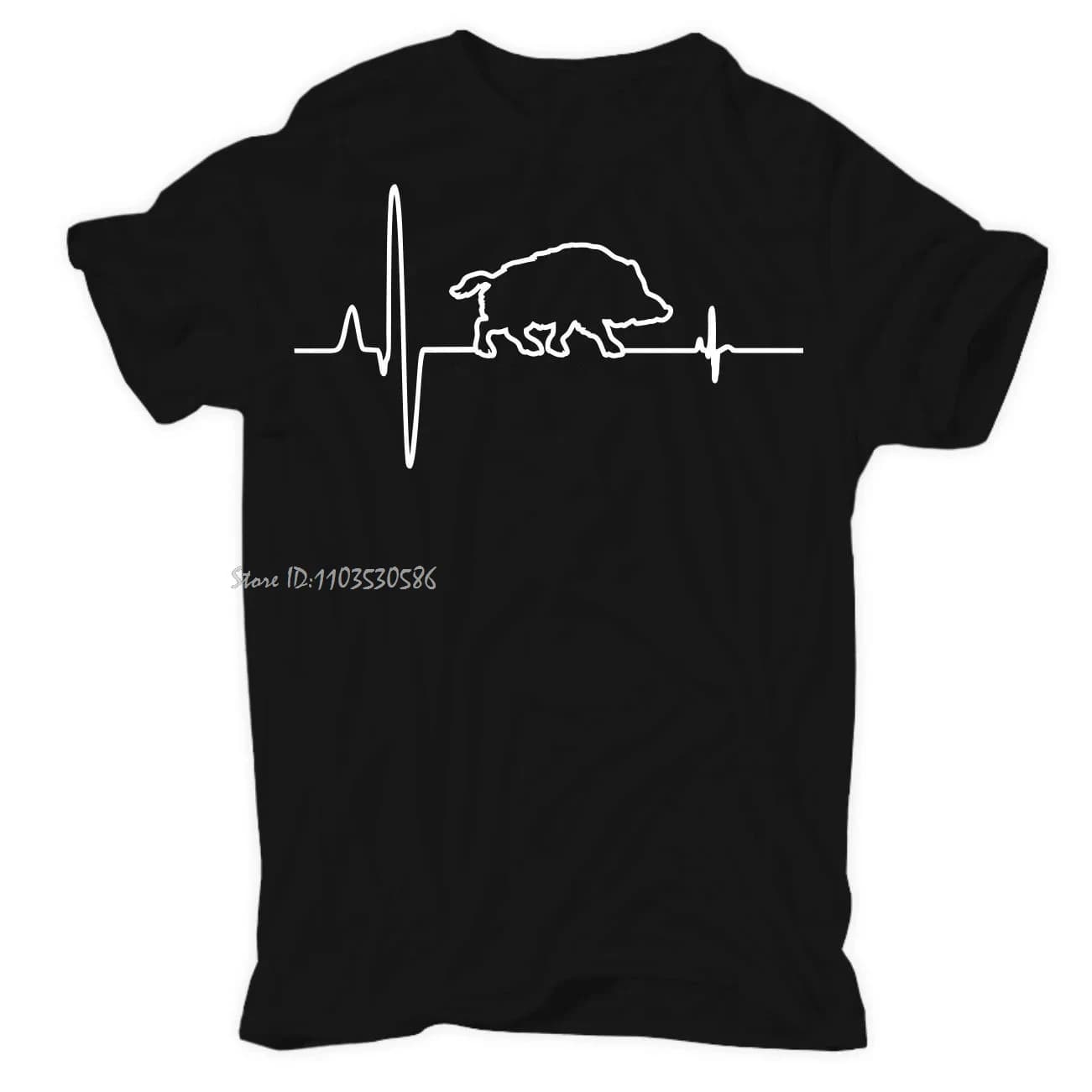 Drôle sanglier battement de coeur heureux chasse conception coton T-shirt nouveau T-shirt surdimensi