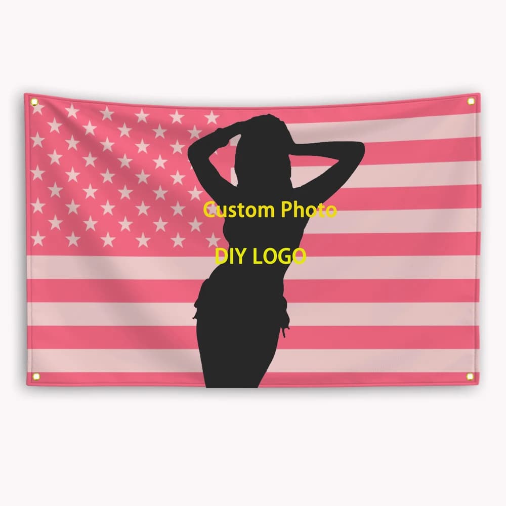 Photo personnalisée Tapisserie américaine rose Tapisserie personnalisée Design célébrité drapeau drô