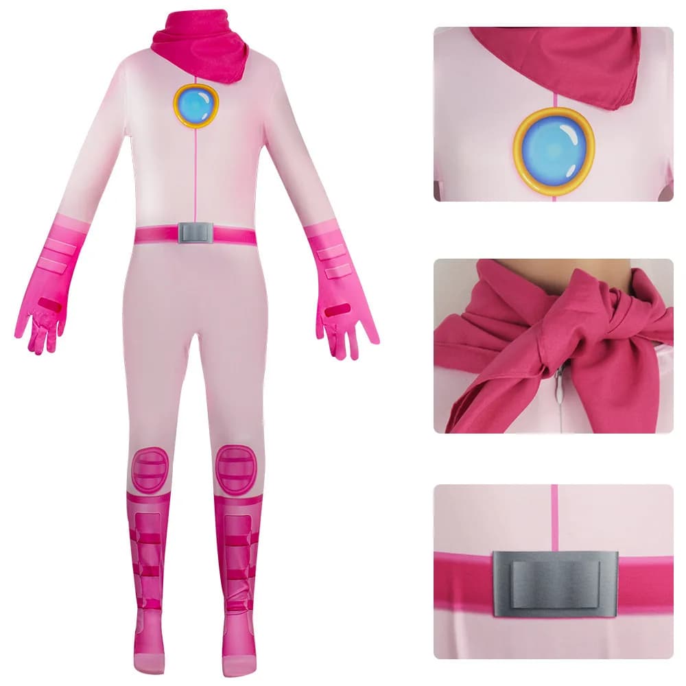 Tenue décontractée rose de cosplay Princesse Peach 2026 – Ensemble combinaison de carnaval pour femm