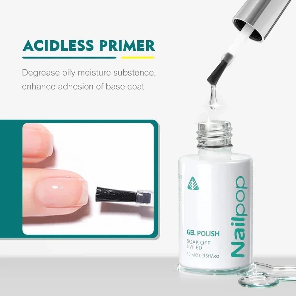 Nailpop-Top Coat Base Coat, Gel UV transparent, Apprêt en caoutchouc semi-continu, Verhéritage N64.A