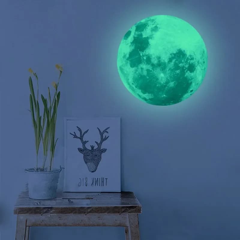 Autocollants muraux lumineux en ballon de lapin de dessin animé, papier peint qui brille dans la nui