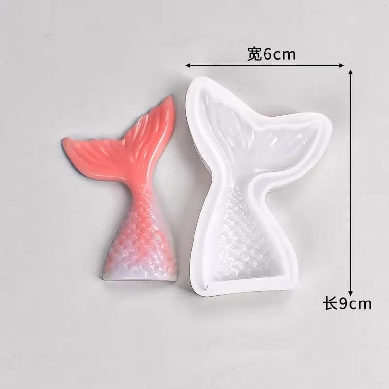 Moules en résine époxy queue de poisson de dessin animé, 1 pièce, moule à gâteau Fondant sirène pour