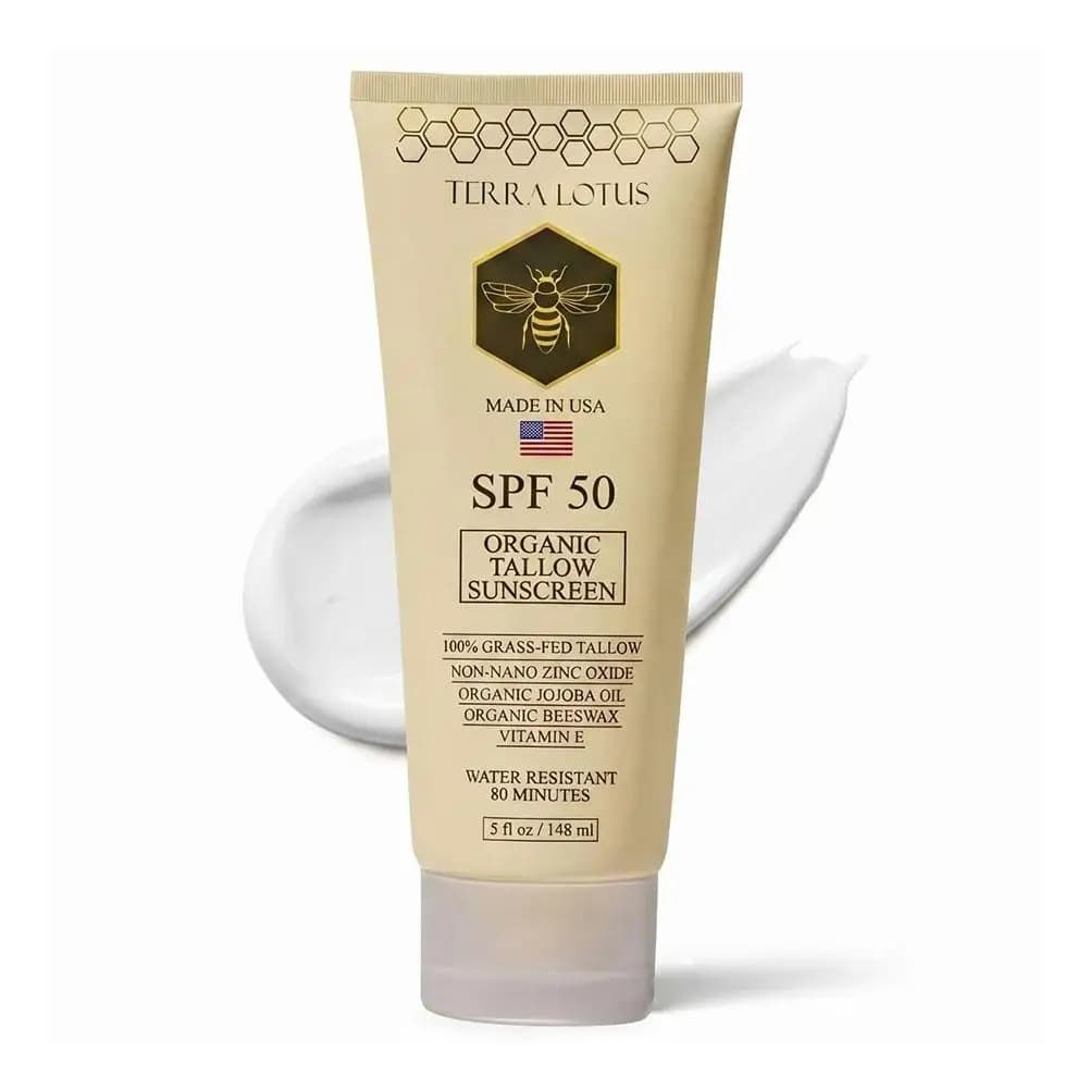 Crème solaire minérale à base de suif biologique Terra Lotus SPF50 148ml, lotion solaire physique à 