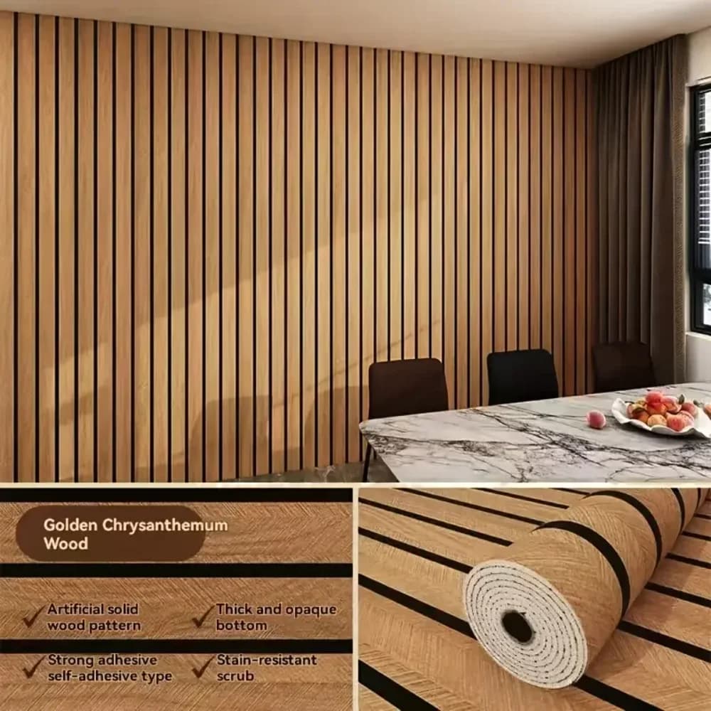 Papier peint auto-adhésif épais brun à motif quadrillé, design imitation plaid, imperméable et résis