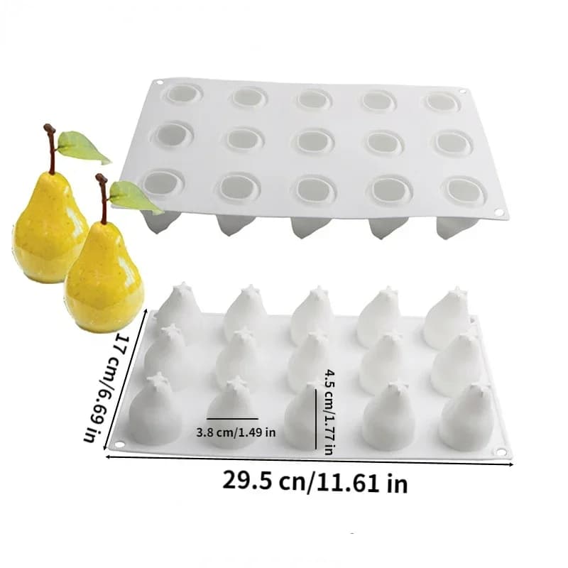 Moule à gâteau en Silicone en forme de poire, 8/15 trous, Mousse, Dessert, fruits, crème glacée, cho