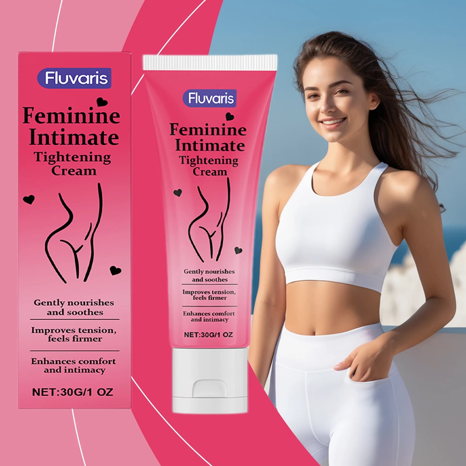 Crème raffermissante intime féminine, ingrédients naturels, douce pour la peau, restaure l'élasticit