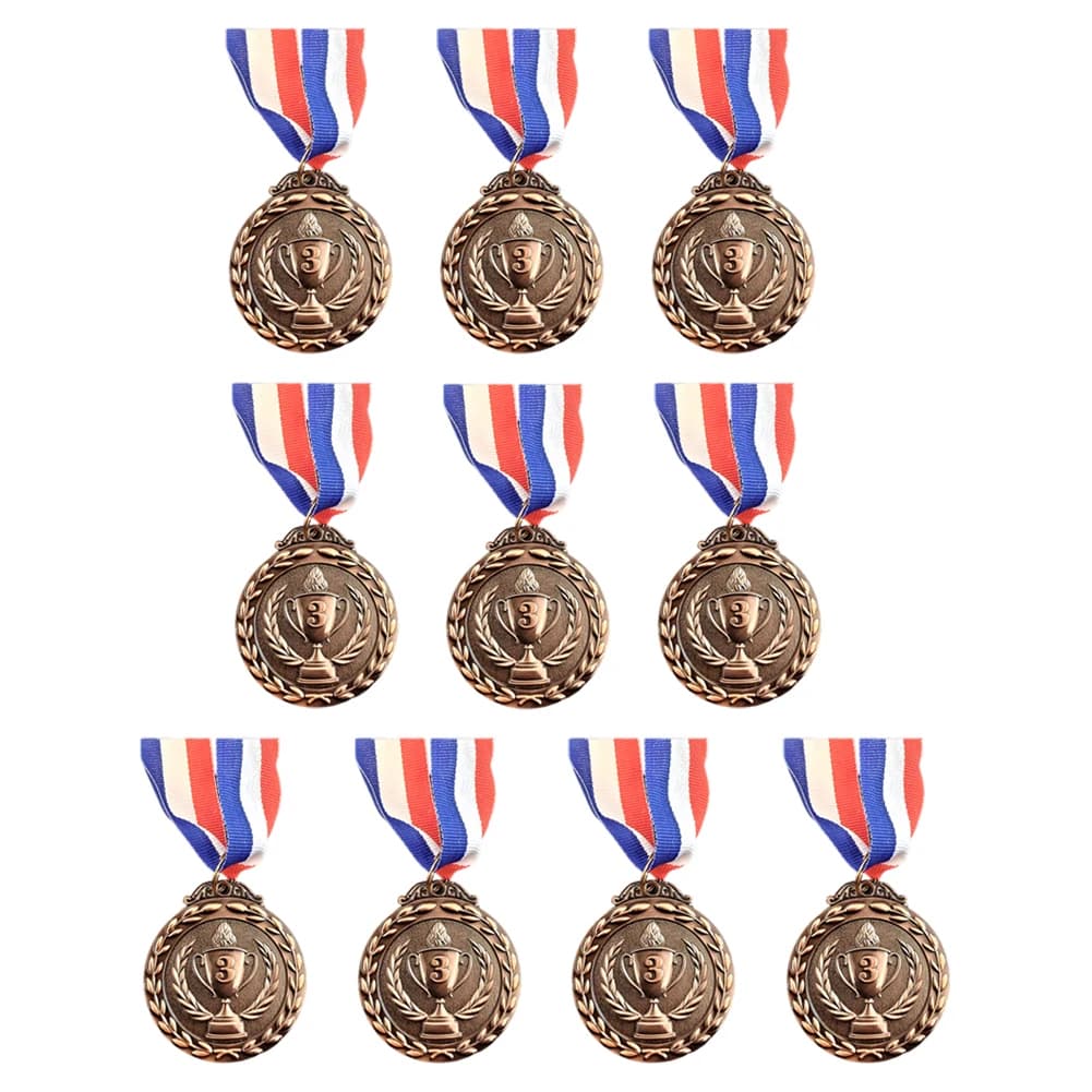 10 pièces médailles de récompense 1er 2ème 3ème Place médailles avec rubans de cou gagnant du métal