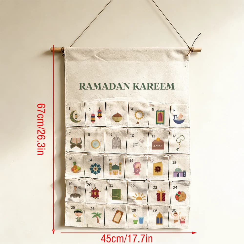 Ramadan Kareem compte à rebours calendrier de l'avent musulman islamique Eid al-fitr maison tenture 