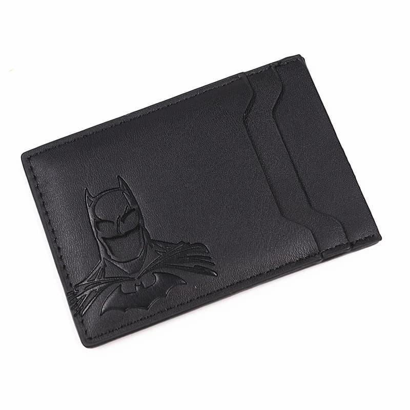 Portefeuille en cuir pour hommes, porte-cartes fin avec découpe en forme de visage de super-héros, m