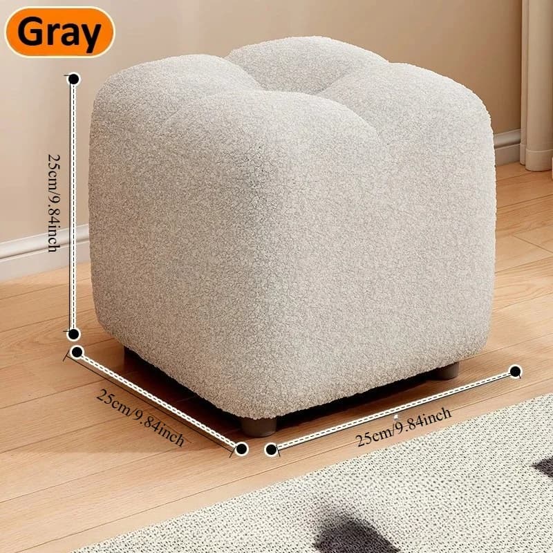 Petit pouf en laine d'agneau - Coussin d'assise moelleux pour canapé, salon et entrée, repose-pieds