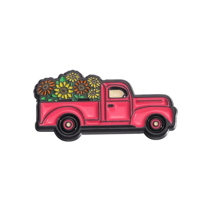 Romantique rétro vélo voiture avec panier de fleurs broche émail broche dessin animé botte fleur bro