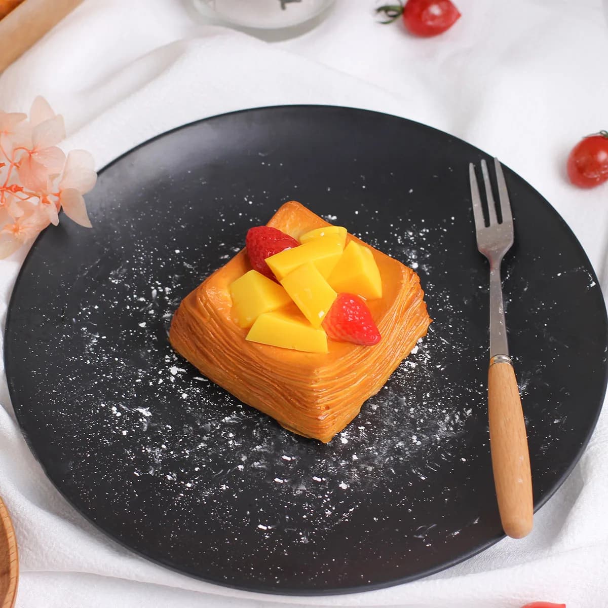 1/3 Pièces Aimant de Réfrigérateur Modèle de Dessert aux Fruits en Pâte Feuilletée, Modèle de Pâtiss