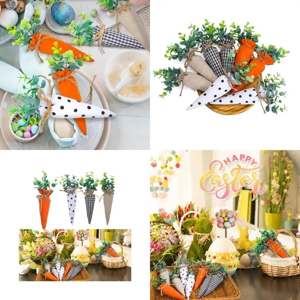 PACK G6KF 4 Casters Carrot Figurines Pendant faux légumes Table décoration saison