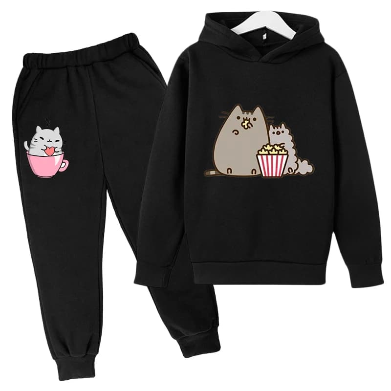 Sweat à capuche imprimé dessin animé chat Nutella pour enfants, sweat-shirt drôle pour filles et gar