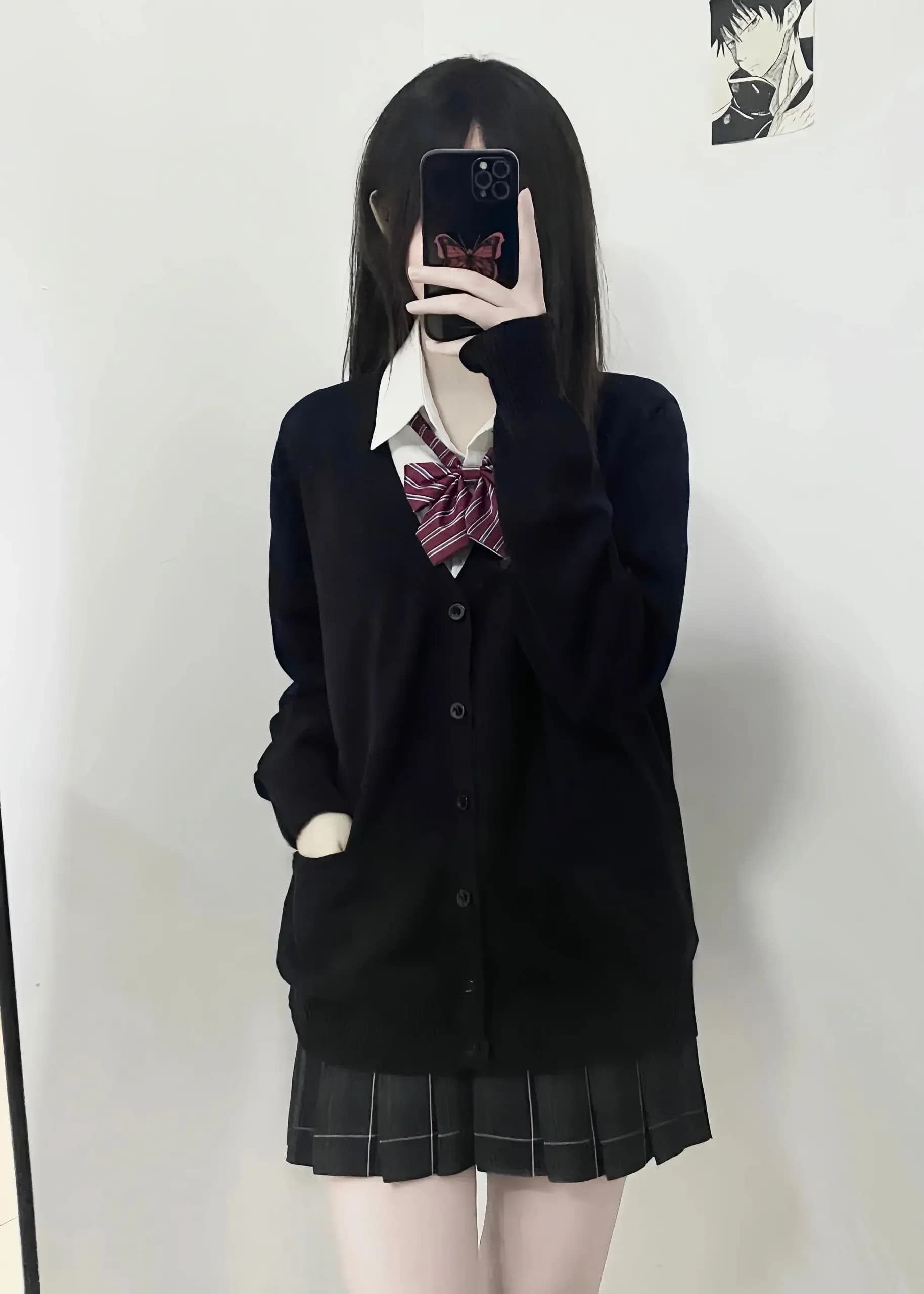 Cardigan tricoté pour femme, pull Jk mignon, rose, bleu, noir, veste japonaise originale, uniforme,
