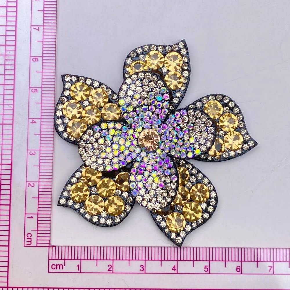 Broches Fleur en Strass pour Femme, Boucle Décorative, Applique en Cristal, Accessoires en Tissu, Dé