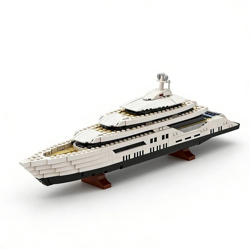 Nouvelle série nautique MOC, yacht de luxe moyen, modèle de bateau blanc, blocs de construction, ass