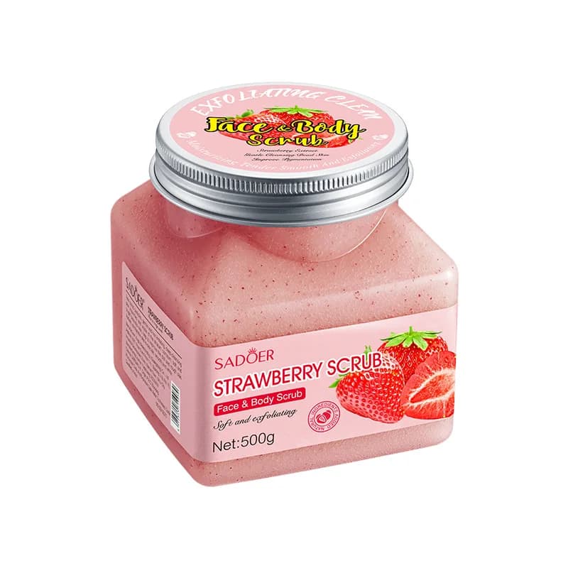 Gommage exfoliant pour la peau à la fraise, 500 g, hypoallergénique et sans alcool, frotte délicatem