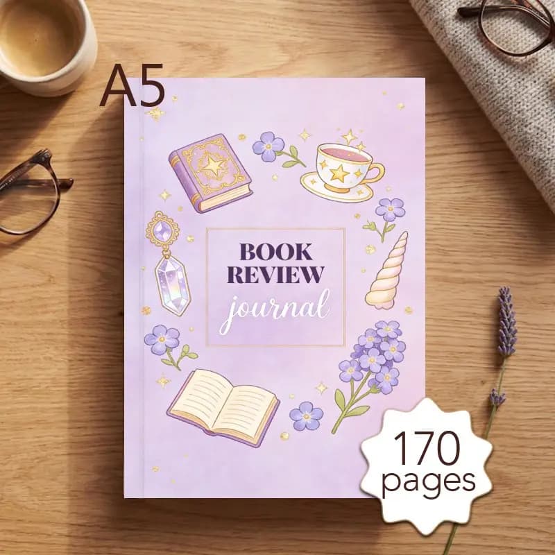 Journal de lecture quotidien A5 avec 170 pages, illustrations sur étagère, journal de lecture, 52 mo