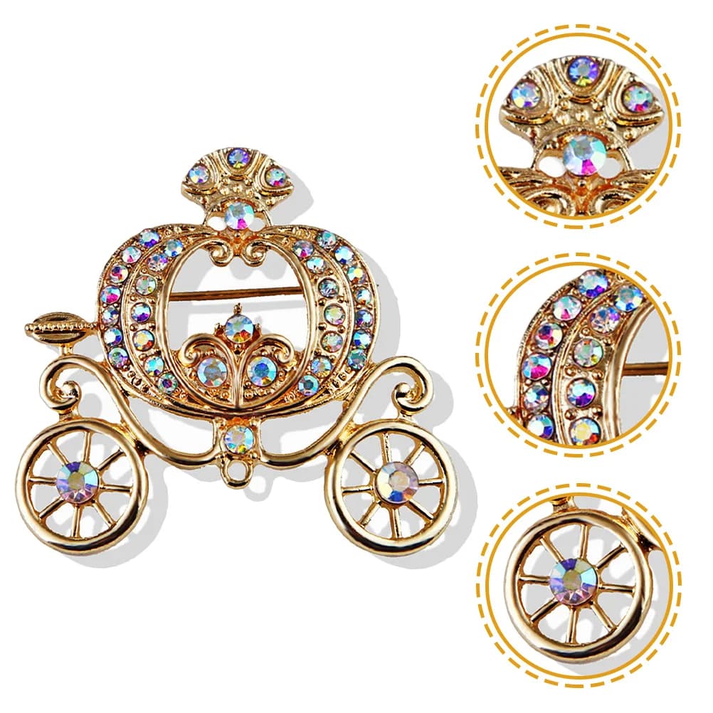 Broche de chariot de citrouille en strass pour femmes, bijoux à la mode, broches scintillantes, broc