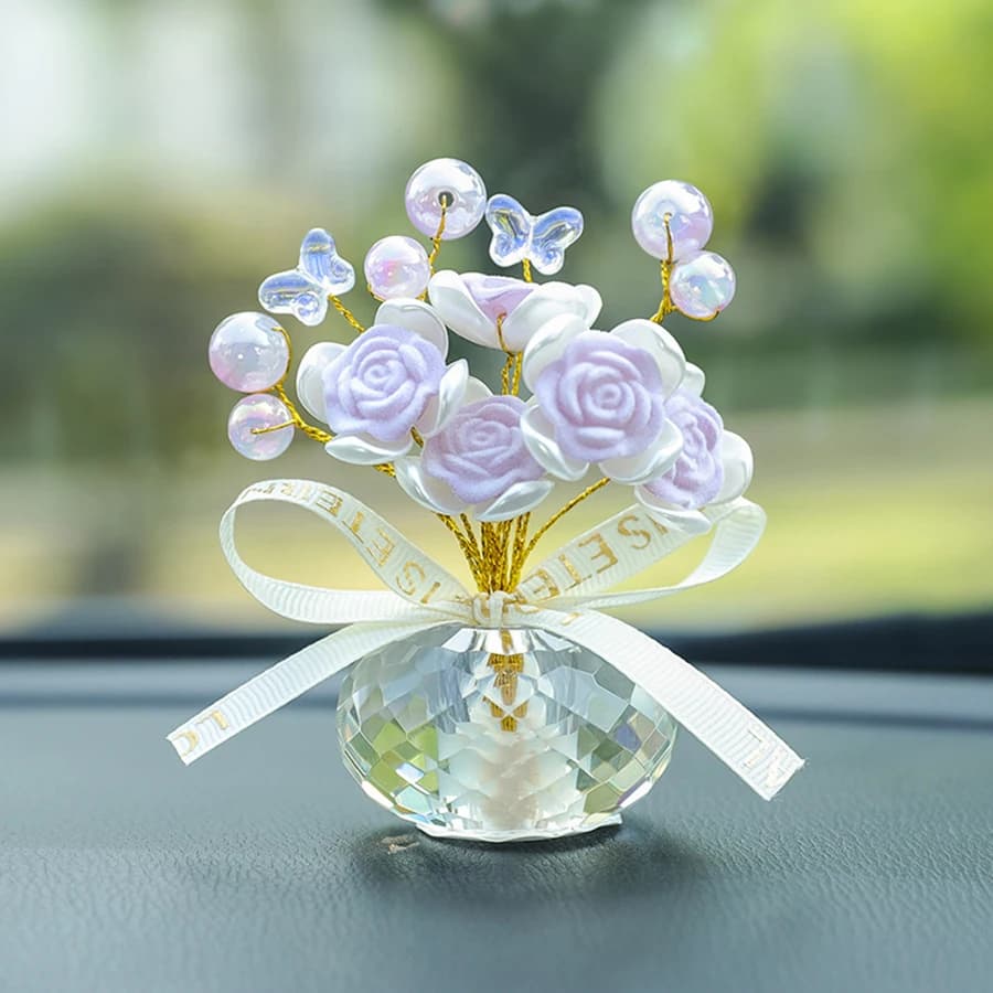 1 pièce de nouvel ornement de décoration de voiture en cristal Rose, anniversaire, saint-valentin, c