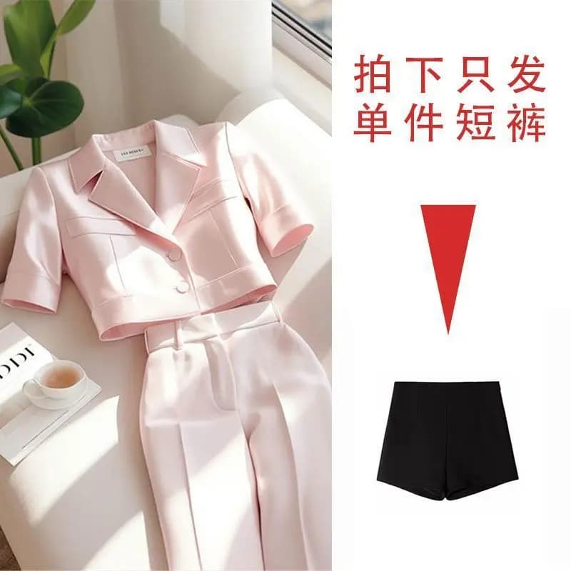 Ensemble de costume rose professionnel, petit parfum, Style de rue, tenue d'été en Fiber de Polyeste