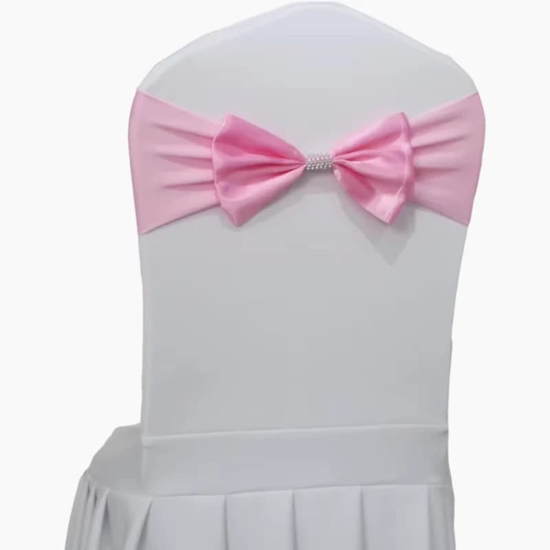 Ceintures en Spandex pour décoration de mariage, couleur rose, pour chaises, nœuds papillon avec bou