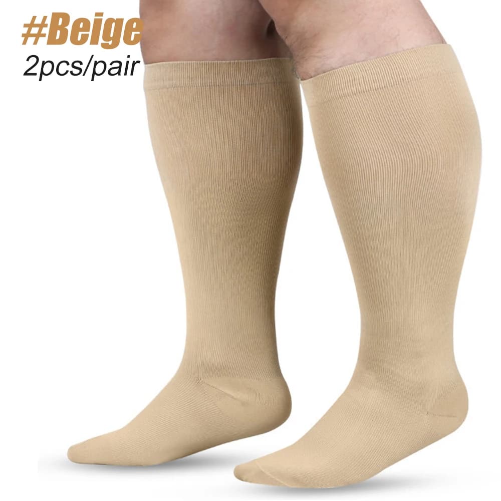 1 paire de chaussettes de Compression de grande taille 2XL-7XL pour femmes et hommes, bas de genou d