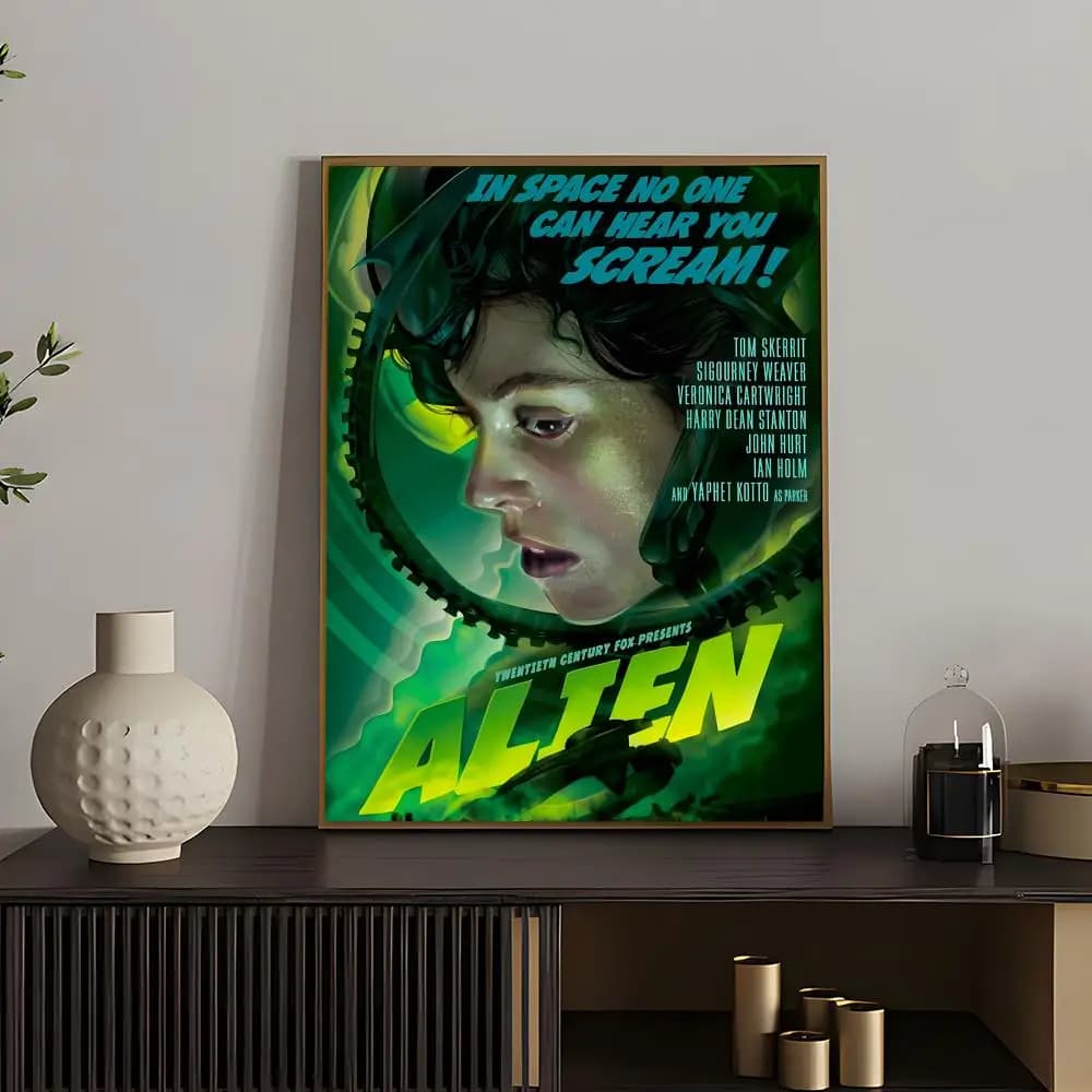 Affiche Alien de film d'horreur, polyvalente, HD, étanche, décoration murale auto-adhésive pour n'im