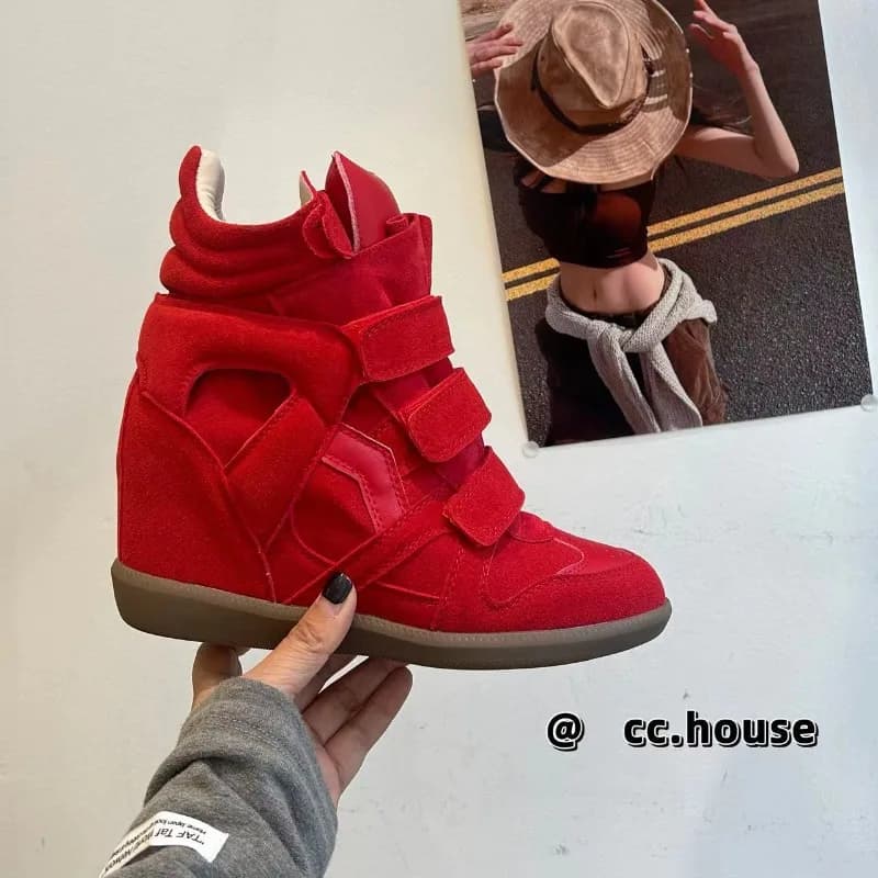 Bottines pour femmes 2026, nouvelle collection, en cuir véritable, talon caché de 8 cm, baskets plat
