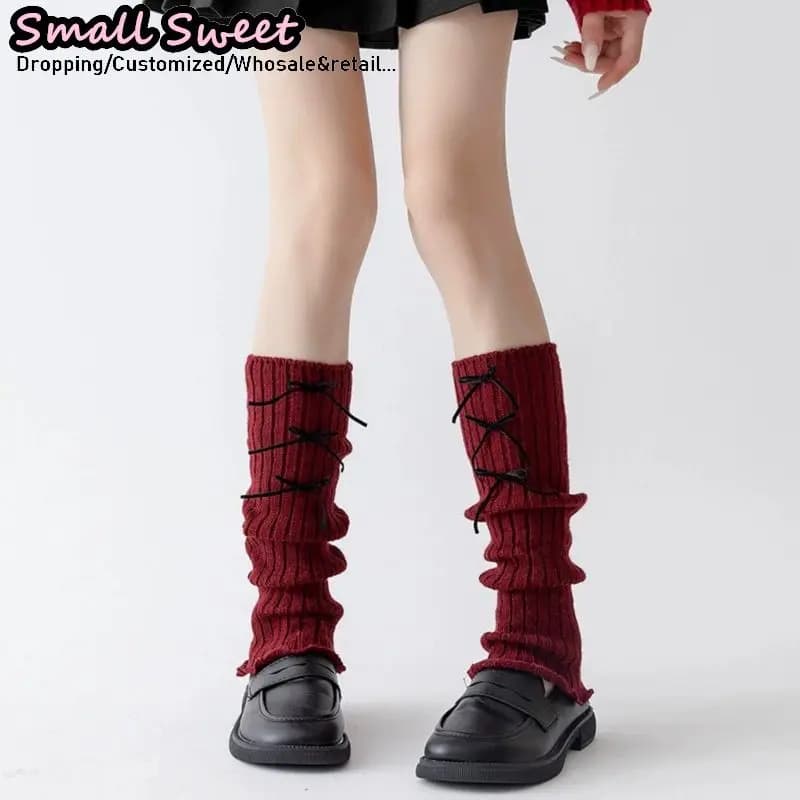 Jambières Ankola rouges pour femmes, style coréen, en dentelle, style Lolita, chaussettes de Noël ro