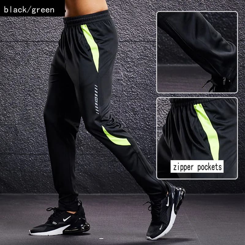 Pantalons de Sport pour hommes pantalons de course avec poches zippées entraînement de Football pant