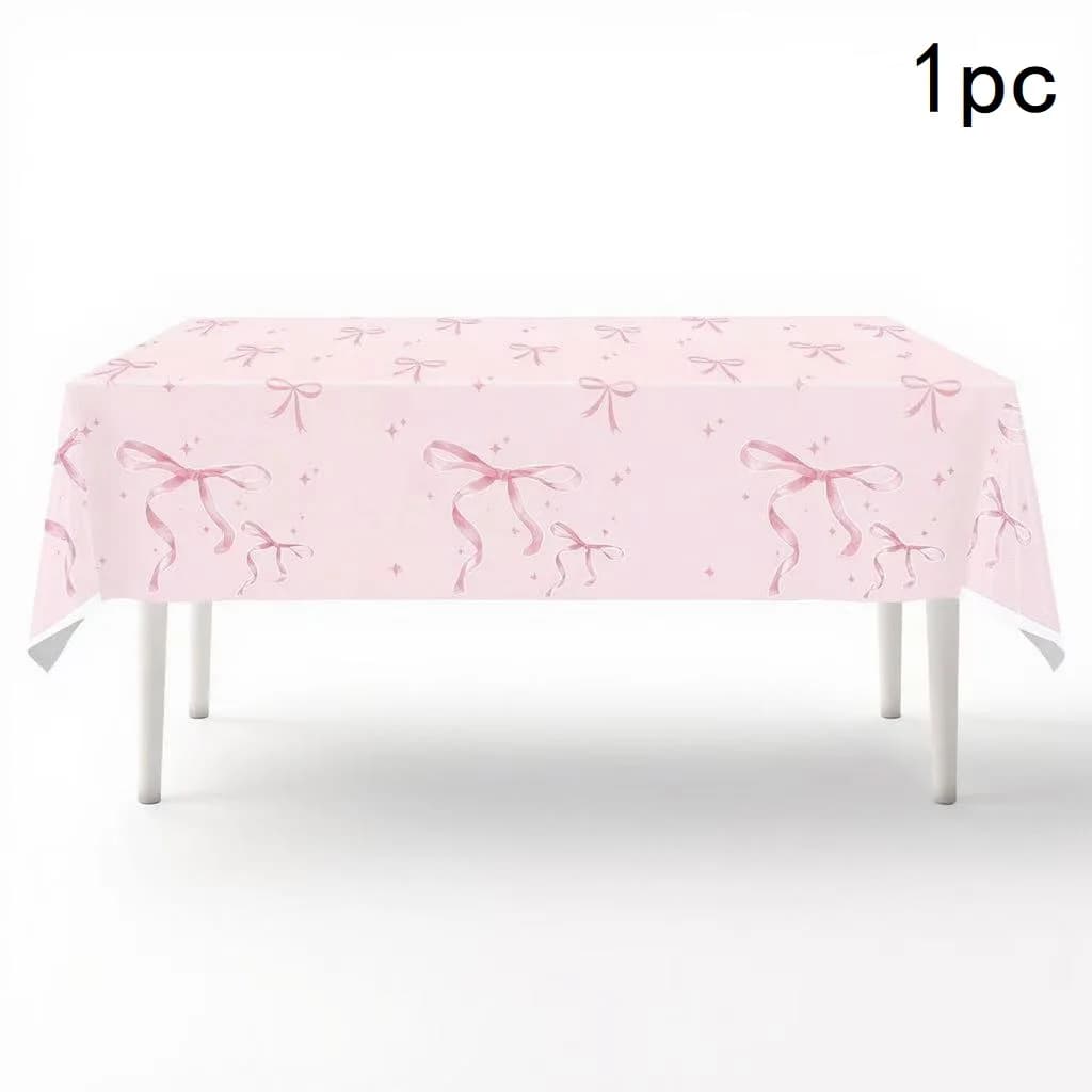 Nappe de décoration de fête à thème nœud rose, adaptée aux fêtes d'anniversaire en plein air, mariag