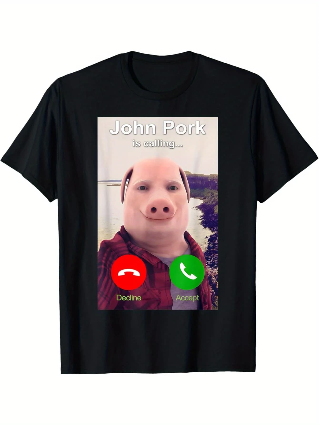 T-shirt drôle « John Pork appelle » pour hommes et femmes, style Harajuku Kawaii, vêtements Y2K pour