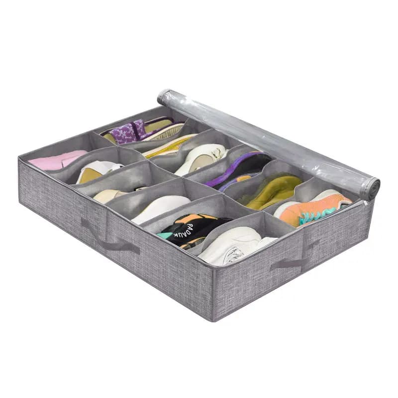 Boîte de rangement de chaussures pour sous le lit, adaptée à 12 paires, placard pliable sous le lit,