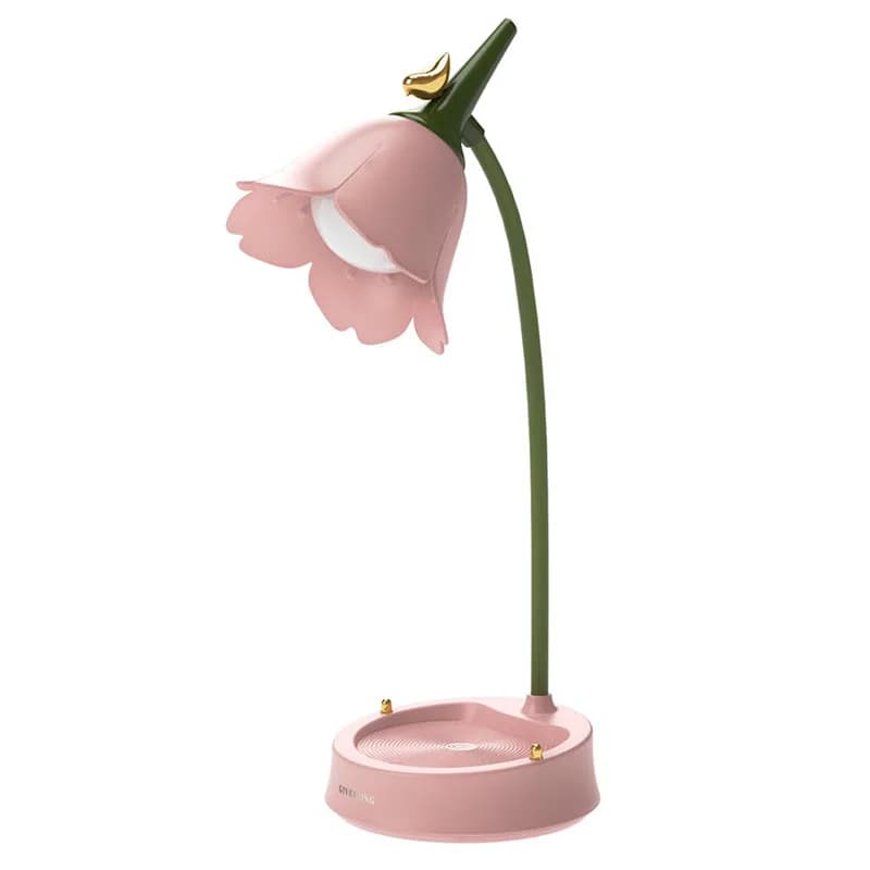 Lampe LED mignonne à fleurs roses, lampe de bureau, tactile réglable, batterie Rechargeable, veilleu