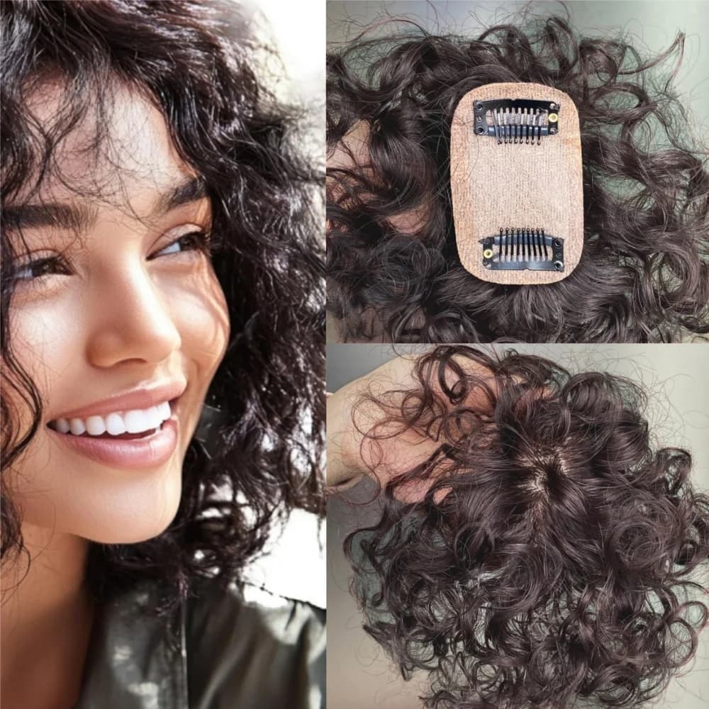 Cheveux bouclés Toppers pour femmes pince à cheveux humains en postiche avec Base en soie naturel no
