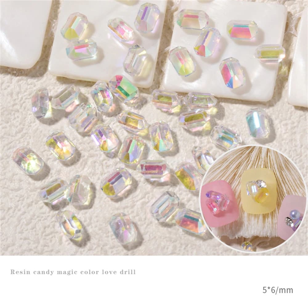50/100 pièces Aurora météorite résine Nail Art charme 3D K9 verre glace cristal Transparent gemme La