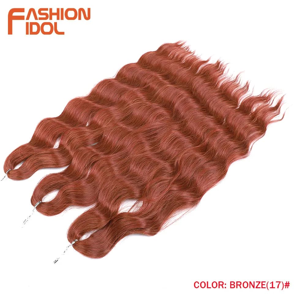 FASHION IDOL Lena cheveux synthétiques vague profonde tressage Extensions de cheveux 24 pouces vague