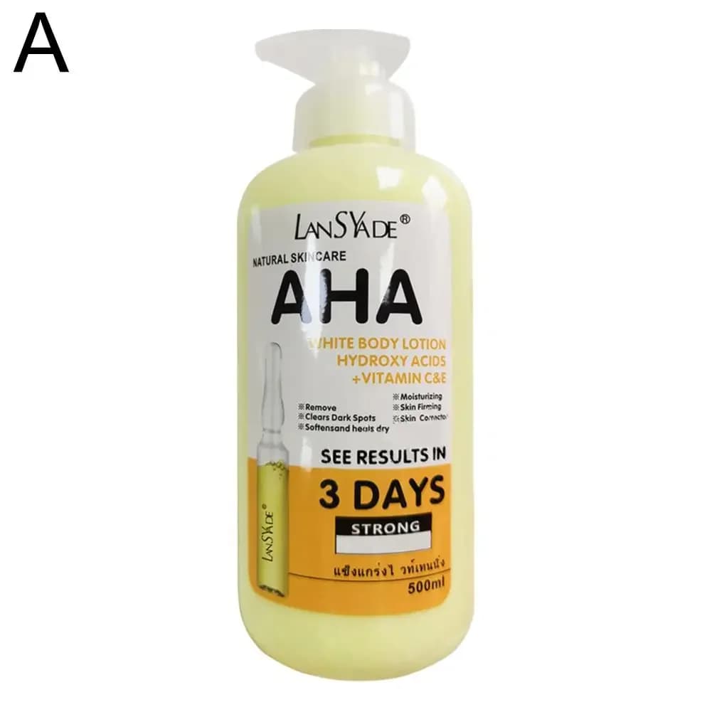 Lotion pour le corps blanchissante, 500ml, avec vitamine C AHA, crème éclaircissante hydratante, rés