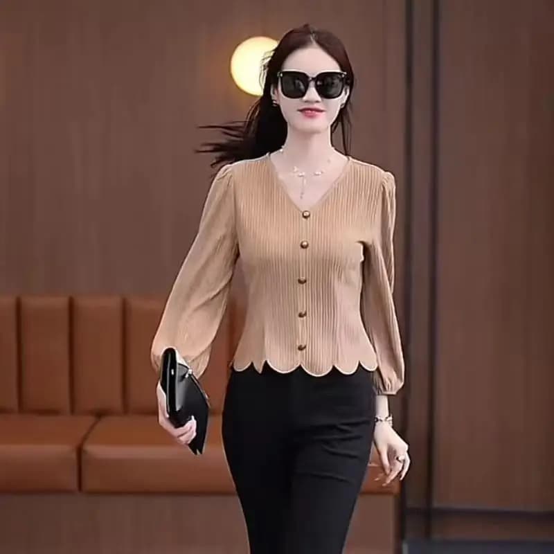 Chemise française à manches longues pour femmes, haut à la mode, nouveau Style, chemise de Base à la