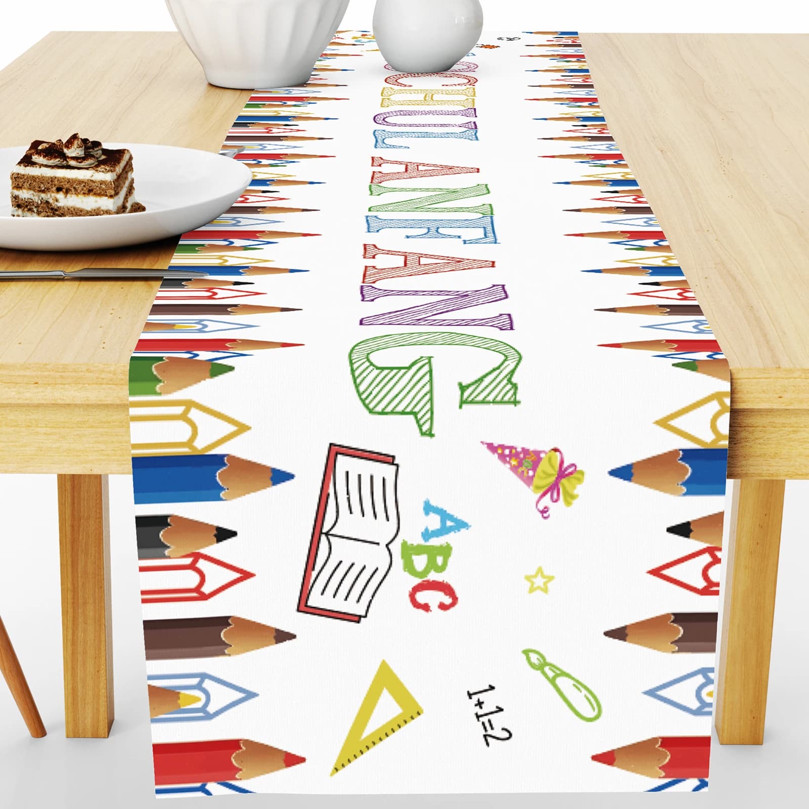 1 morceau de décoration de table pour le premier jour d'école, décoration de repas colorée, drapeau