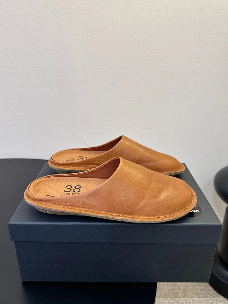 Baotou Demi-chaussons pour femmes, nouveaux chaussons doux, rétro, à semelle plate, chaussons d'inté