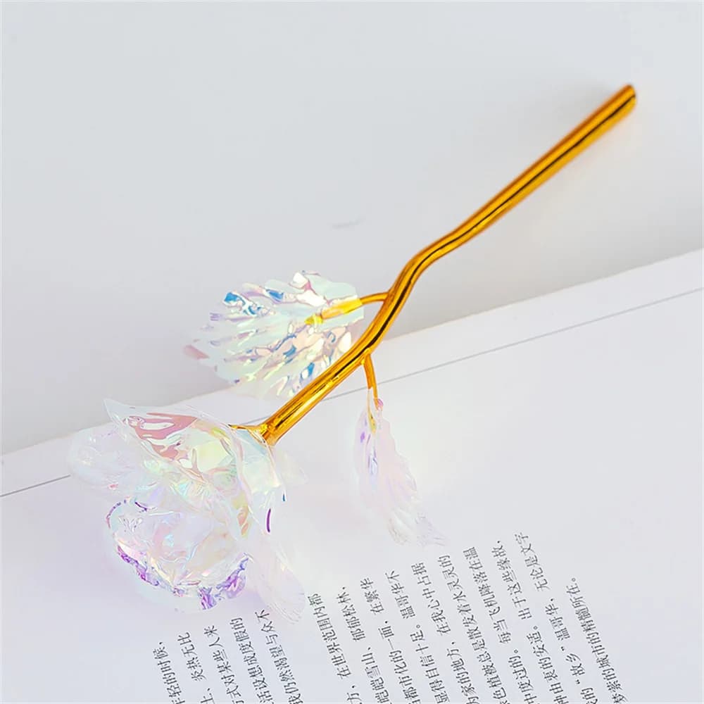 Rose dorée artificielle 18cm 24k, fausse fleur, décoration pour fête de mariage, cadeau de vacances
